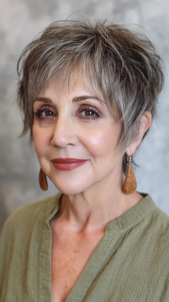 Elegant Silver Feathered Pixie for Mature Women