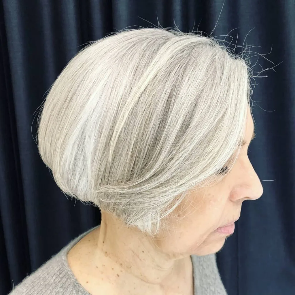 Elegant Silver Rounded Bob with Soft Movement