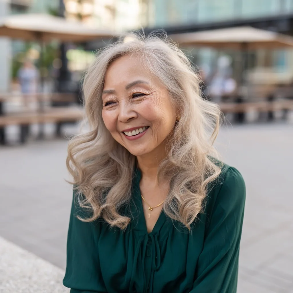 Elegant Silver Waves with Soft Layers