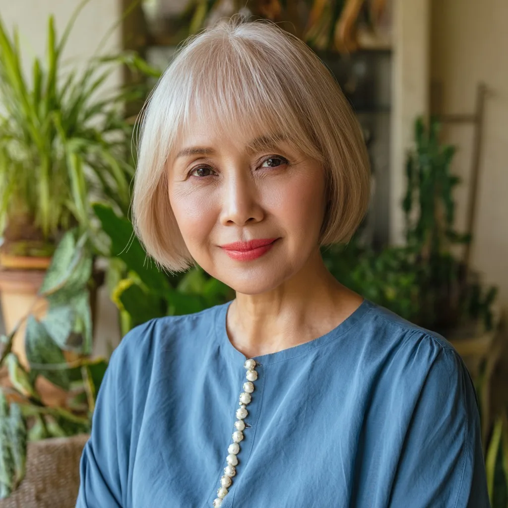 Elegant Soft Blunt Bob with Subtle Highlights