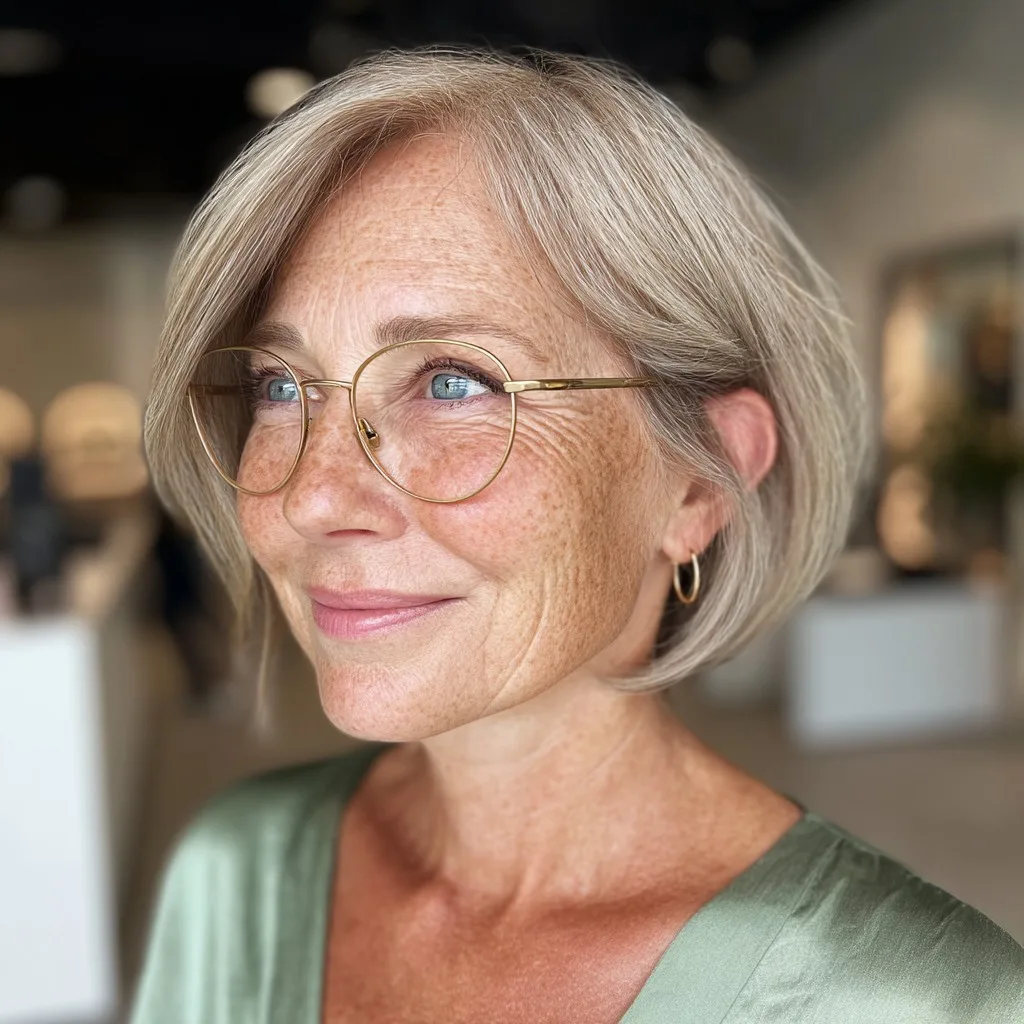 Elegant Soft Silver Bob with Subtle Layers