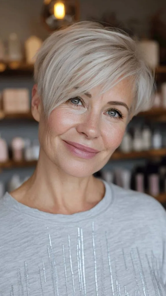 Elegant Textured Pixie Cut with Side Part
