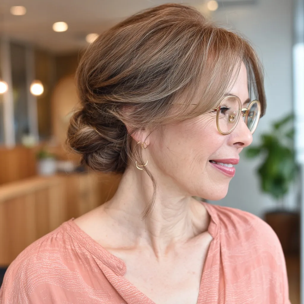 Elegant Twisted Updo with Face-Framing Highlights