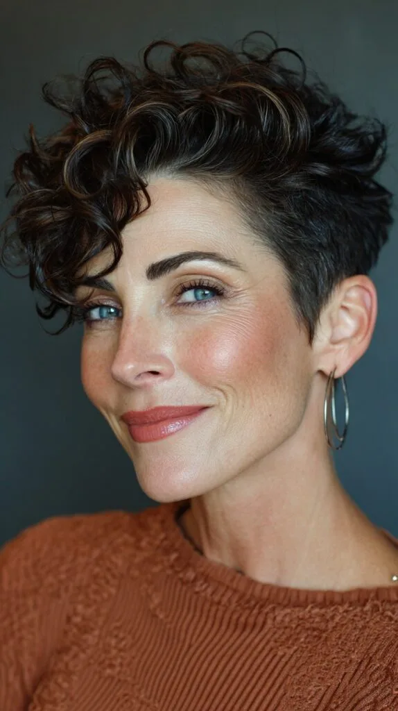 Espresso-Curled Pixie with Contoured Waves
