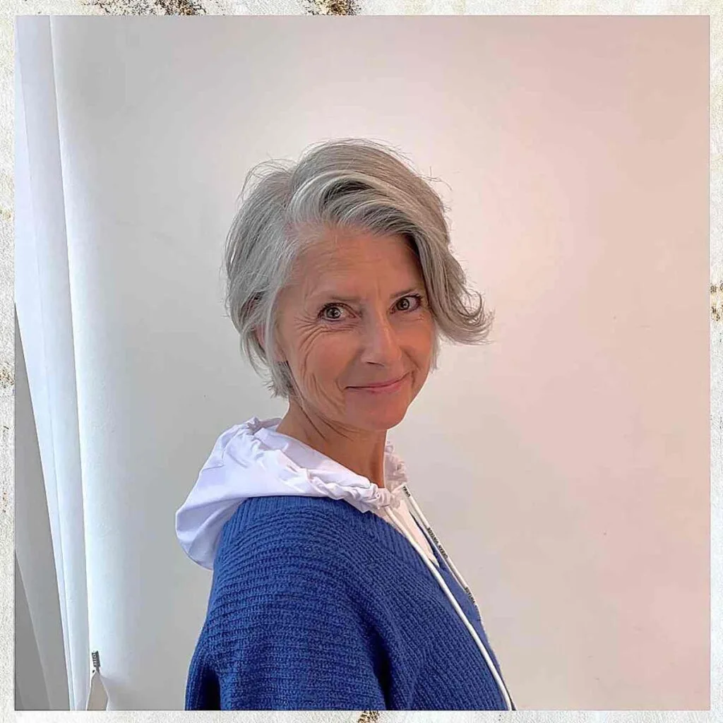 Extended Pixie Bob with a Side Part for Older Women with Fine Hair