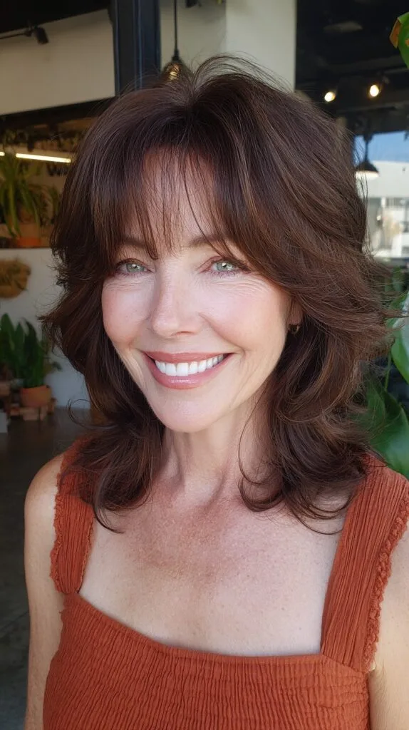 Feathered Shag with Wispy Center-Part Fringe