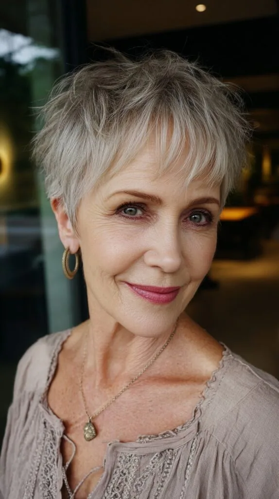 Feathered Silver Pixie with Soft Volume