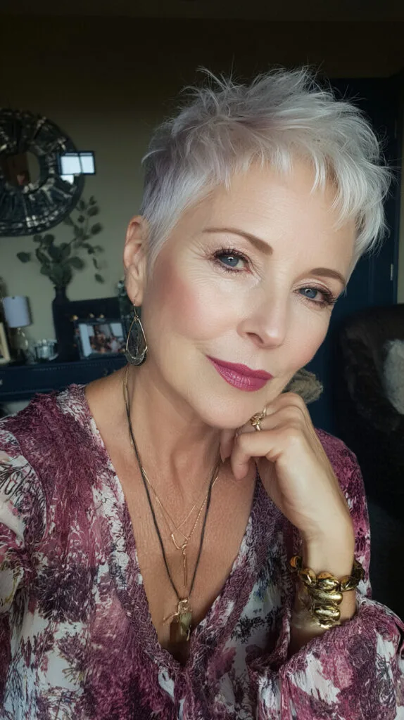 Feathery Platinum Textured Pixie