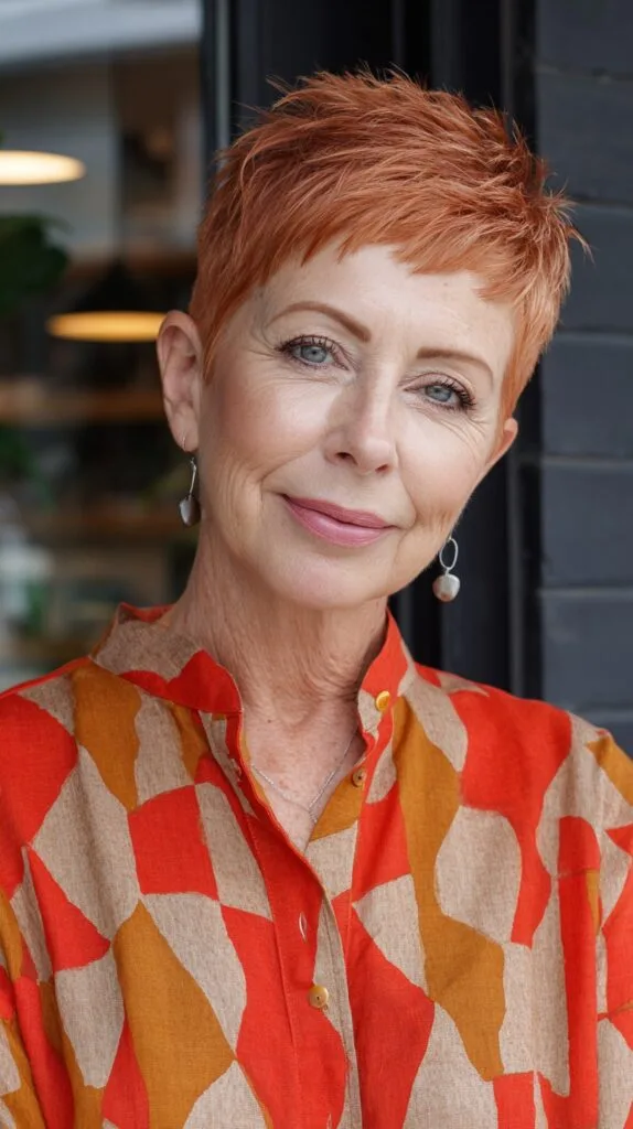 Ginger Textured Micro-Pixie with Feathered Fringe and Crown Lift