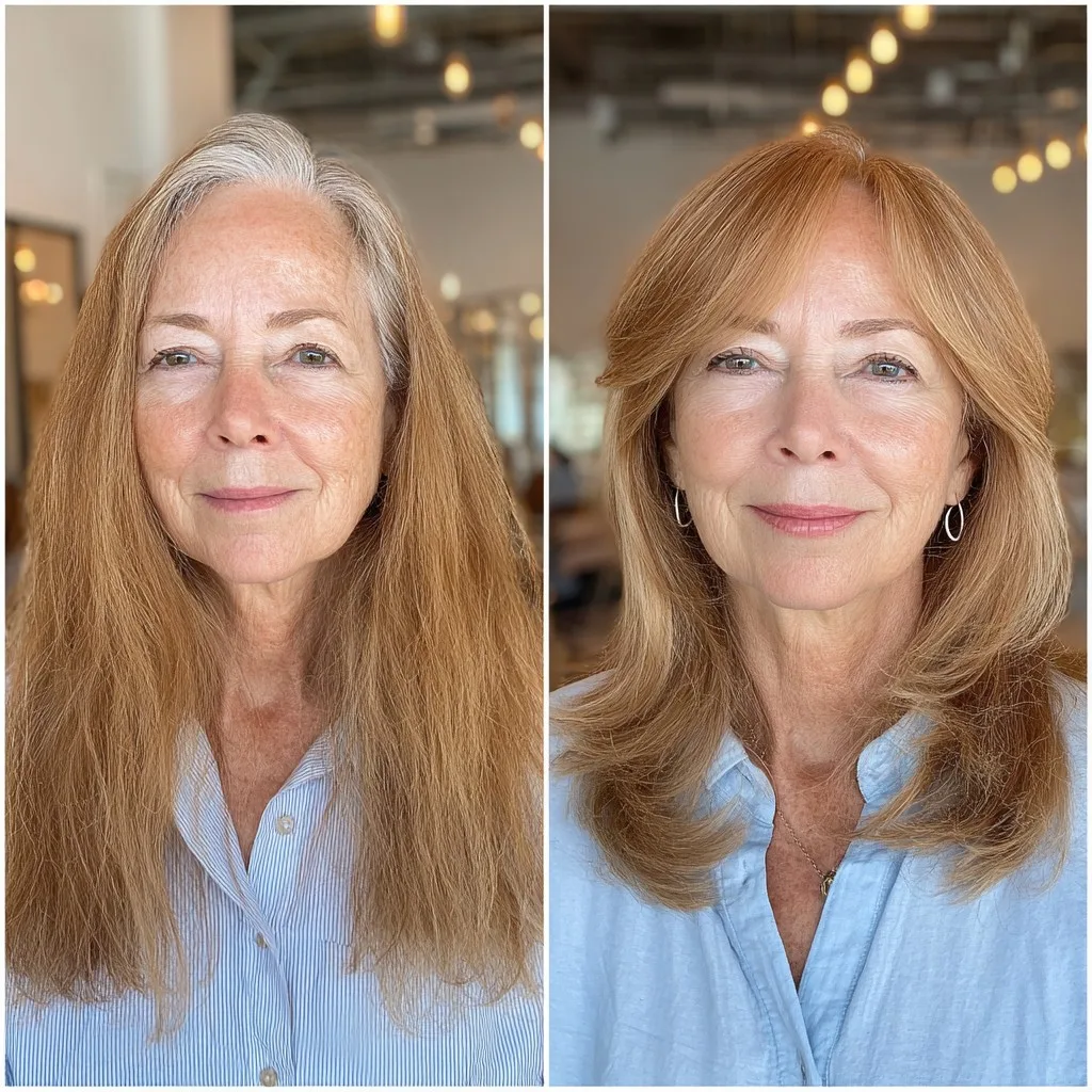 Golden Blonde Transformation with Voluminous Layering