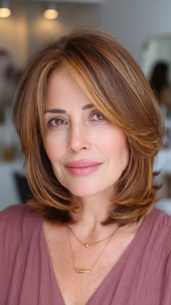 Golden-Caramel-Tousled-Bob-with-Highlights