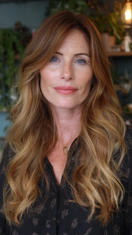 Golden Caramel Waves with Delicate Fringe
