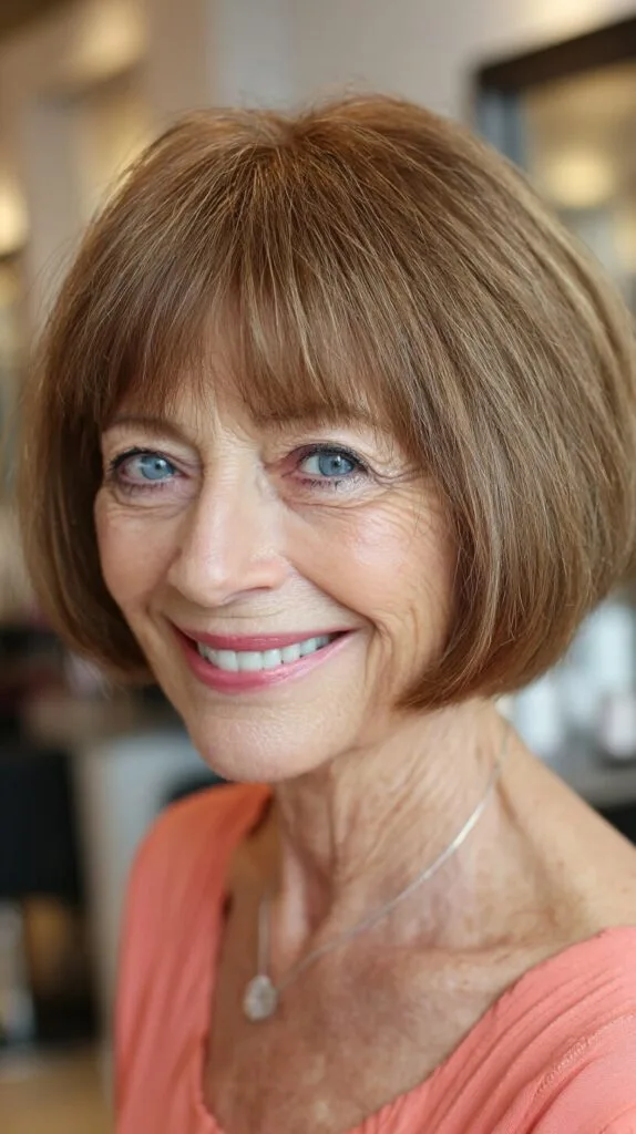 Honey Blonde Graduated Bob with Full Fringe