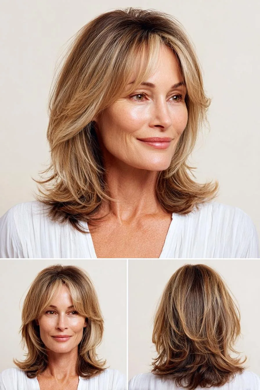 Honey Blonde Layered Curtain