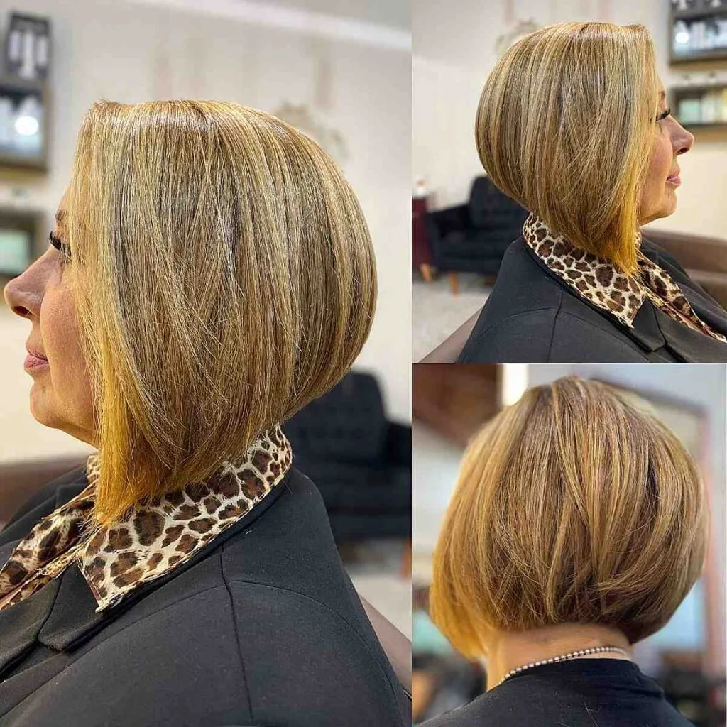 Layered Blonde Balayage Bob for Women 50 and Beyond