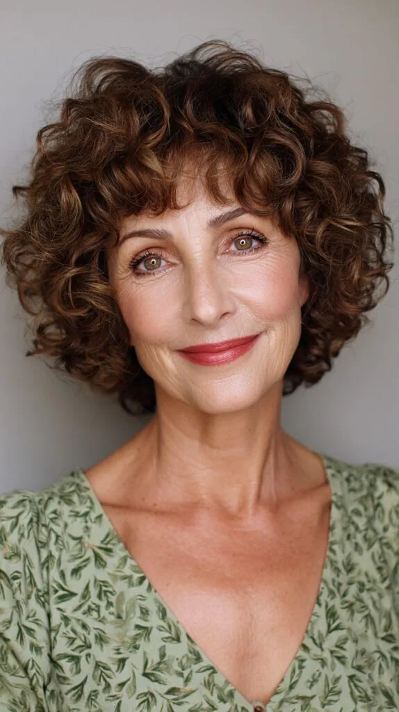 Lush Chestnut Curls with Subtle Lift