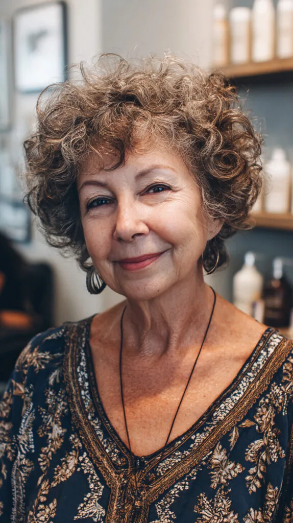 Lush Curly Bronze Bob for Mature Women