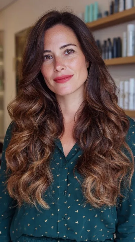 Luxurious Cinnamon Swirl Layers for Thick Hair