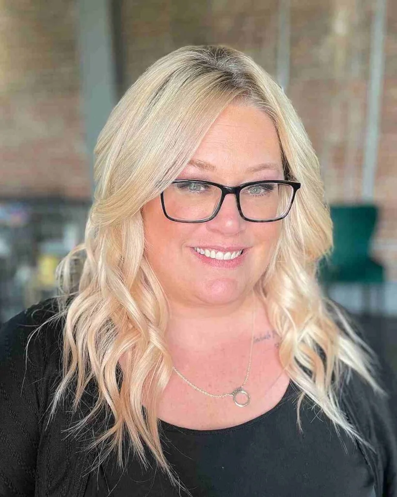 Medium Blonde Hair with Piecey Waves for Ladies 40 and Over