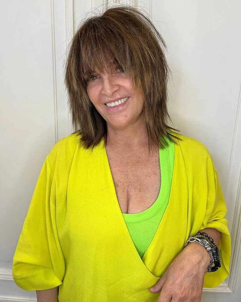 Mid-Length Shag with Textured Layers and Fringes