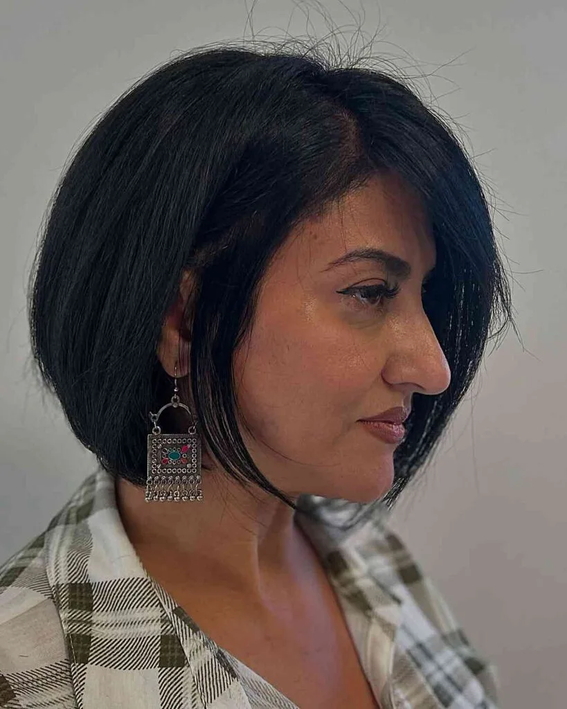 Modern Angular Bob with Side-Swept Bangs