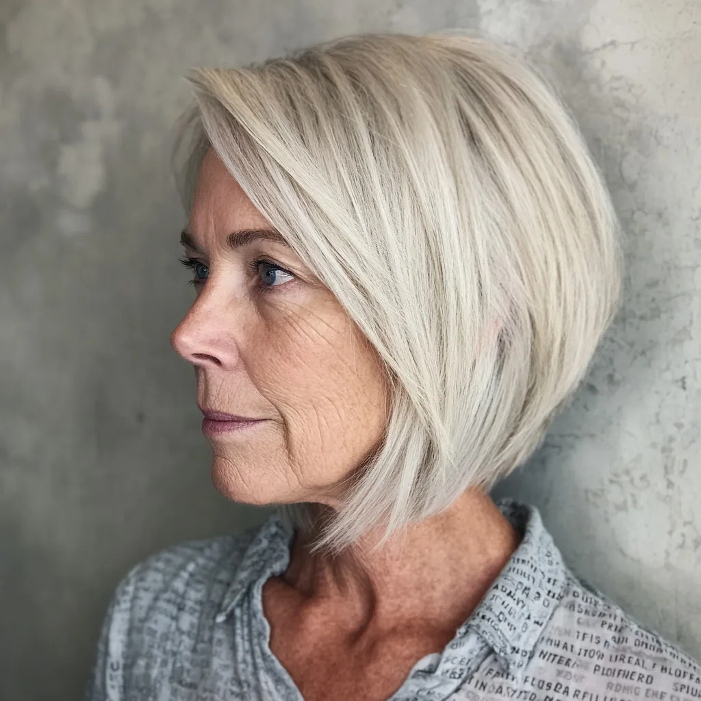 Modern Asymmetrical Bob with Soft Blonde Highlights