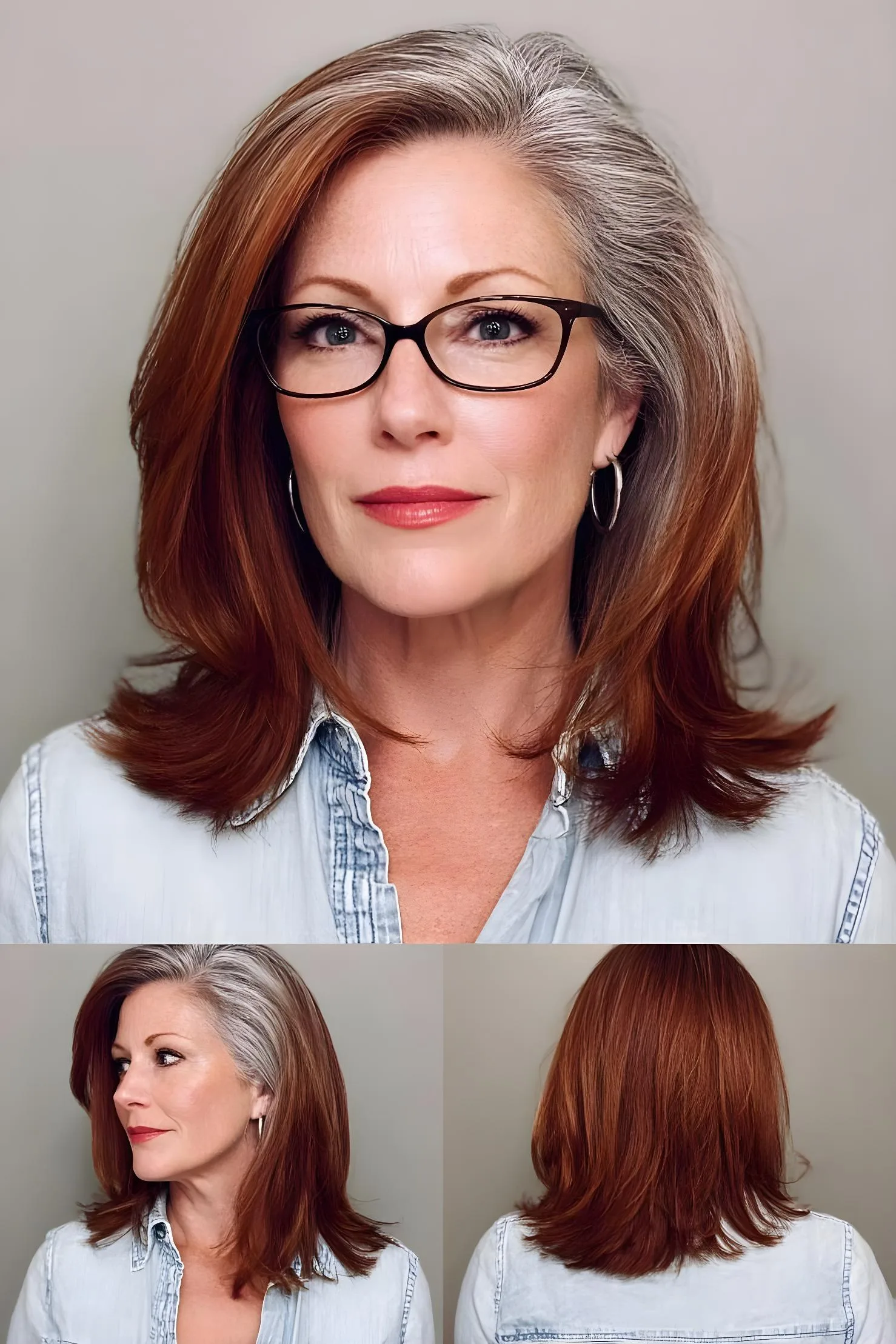 Modern Auburn Silver Elegance