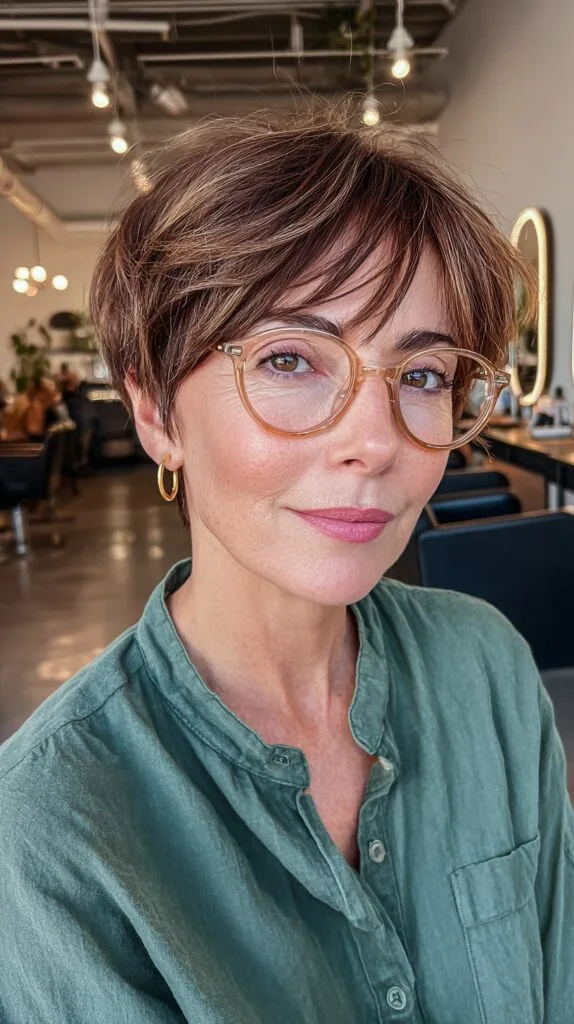 Modern Feathered Pixie Cut for Mature Women