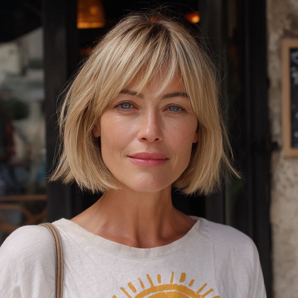 Modern Layered Bob with Subtle Long Bangs