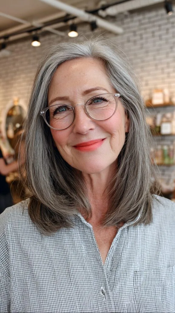 Modern Layered Gray Haircut with Face-Framing Layers