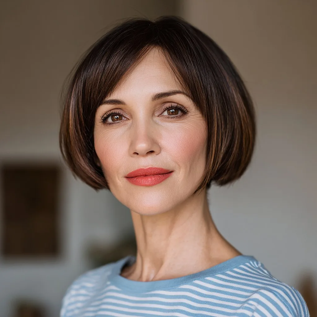 Modern Rounded Bob with Subtle Highlights