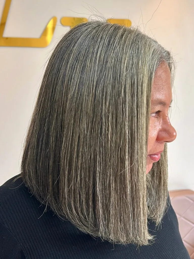 Modern Silver Blunt Bob with Subtle Highlights