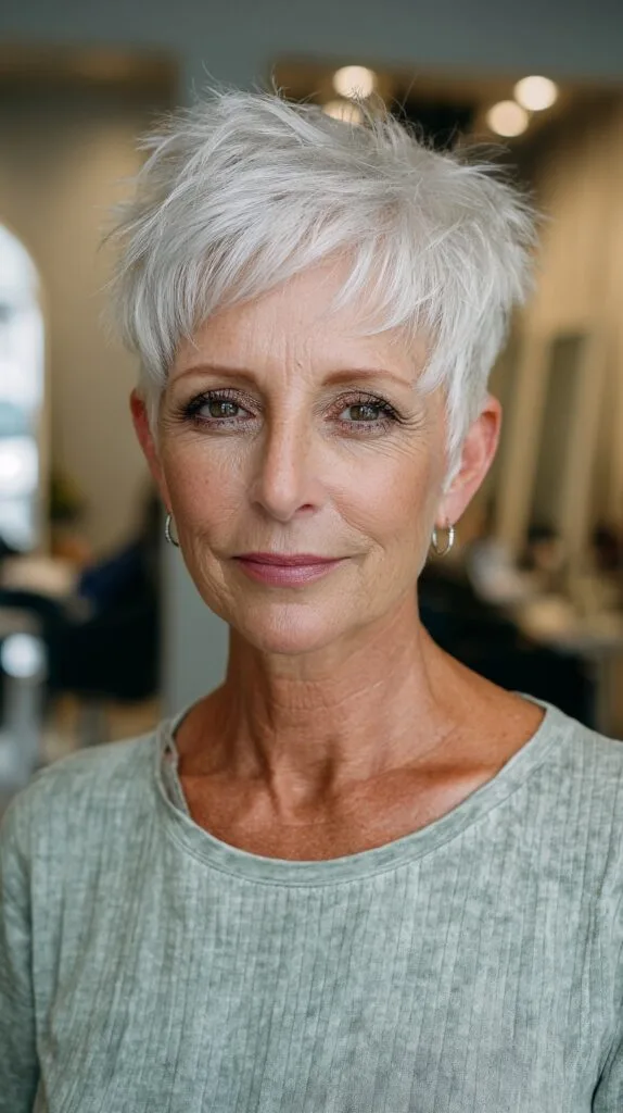 Modern Silver Spike Pixie for Mature Women