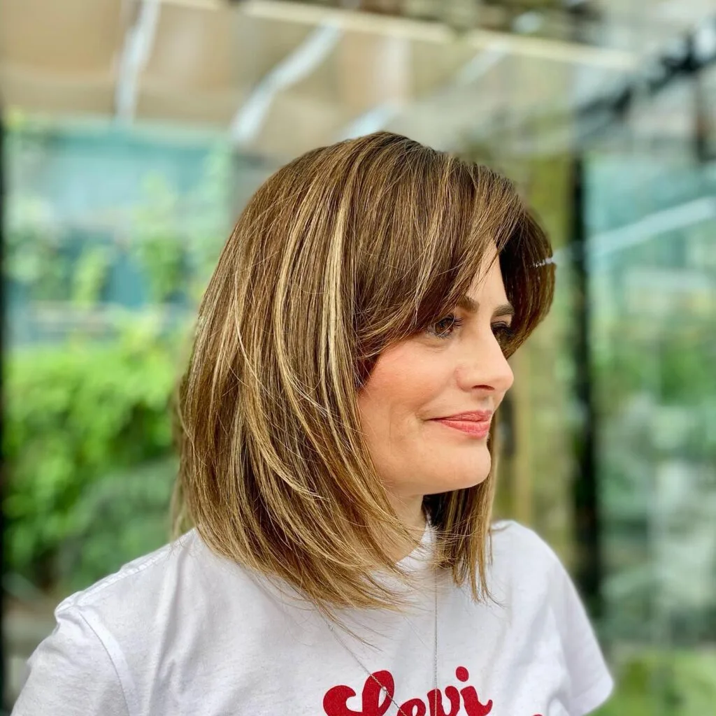 Modern Soft Layered Long Bob with Face-Framing Bangs