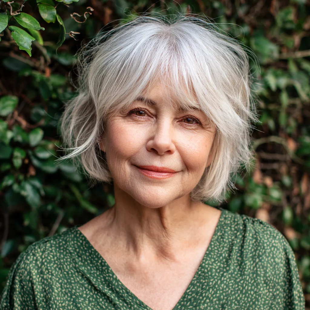 Modern Soft Textured Shaggy Bob with Face-Framing Bangs