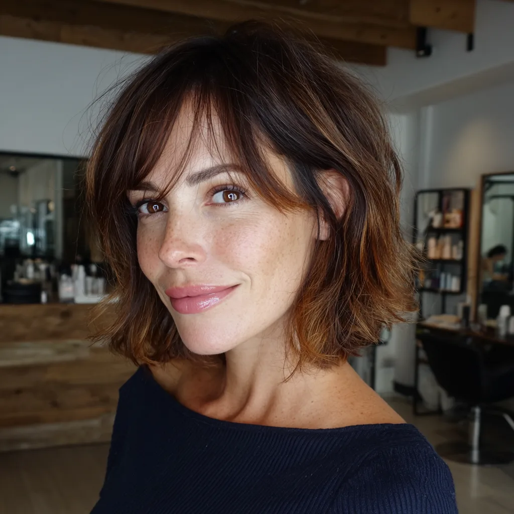 Modern Textured Bob with Long Soft Bangs