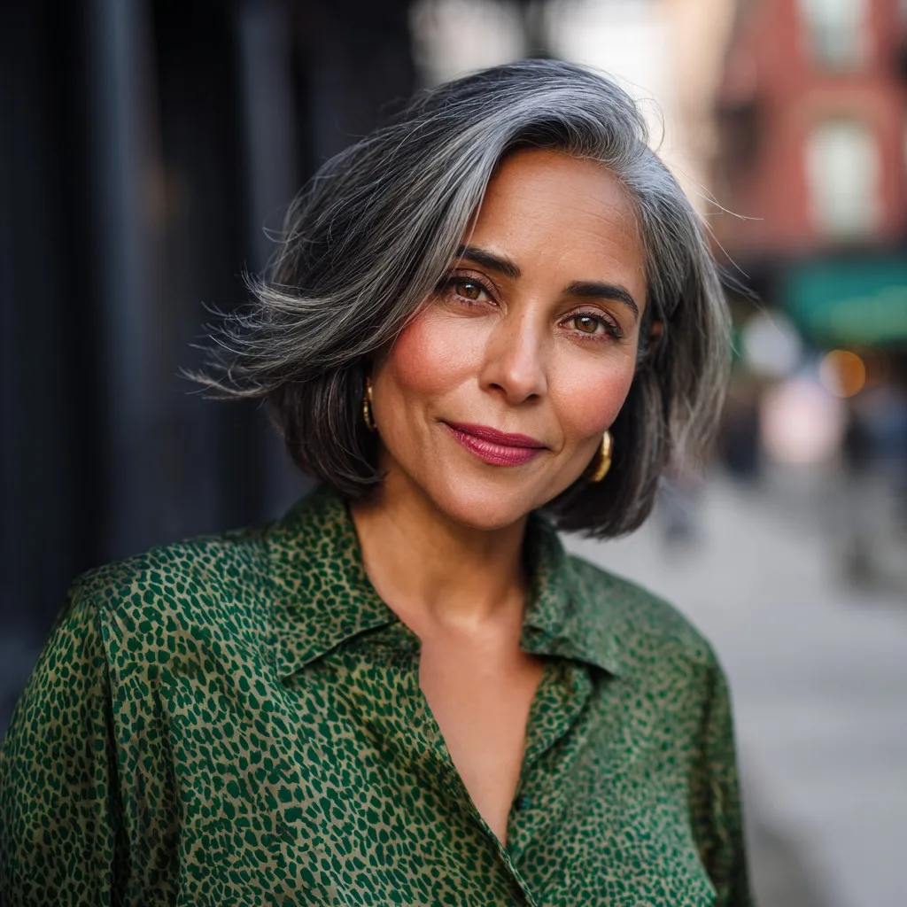 Modern Textured Grey Bob with Soft Movement