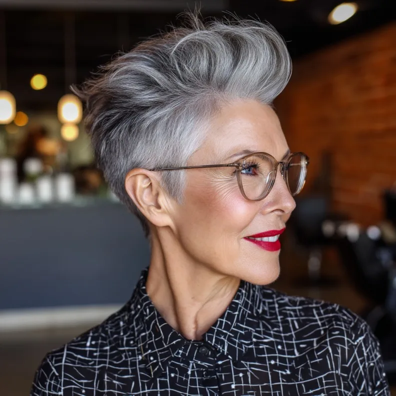 Modern Textured Quiff Pixie Cut with Sharp Edges