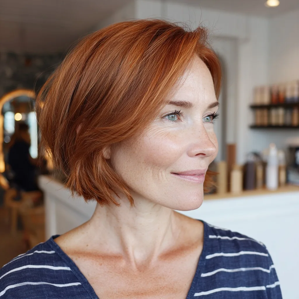 Modern Textured Red Bob with Subtle Layers