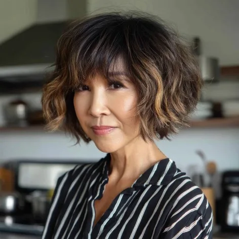 Modern Textured Short Bob with Natural Waves