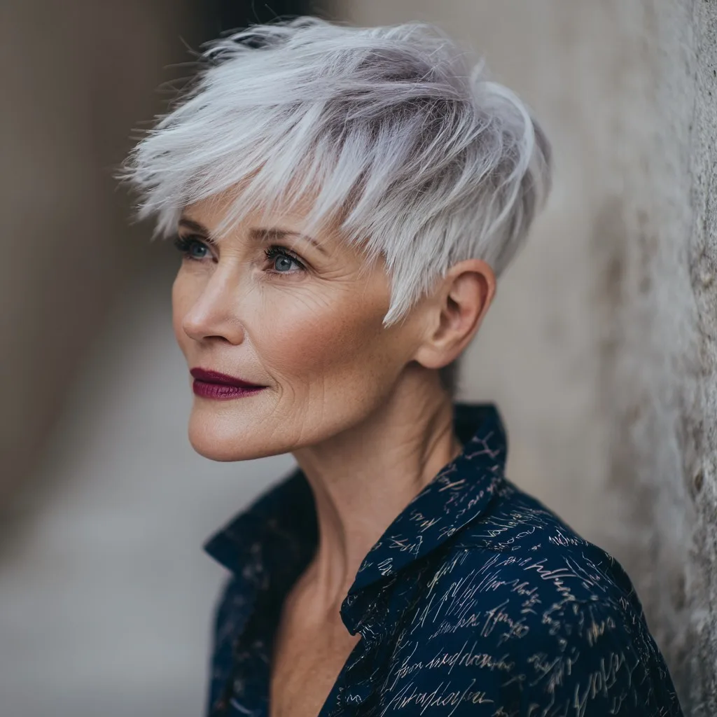 Modern Textured Short Crop with Silver Highlights