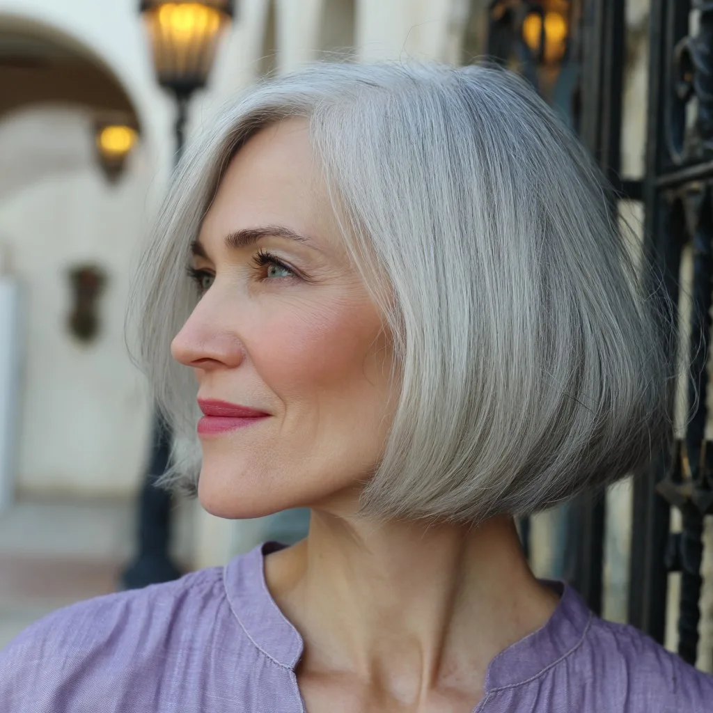 Modern Textured Silver Bob with Soft Volume