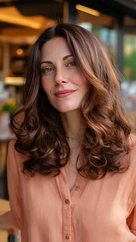 Playful Cherry Mocha Curls with Subtle Layers