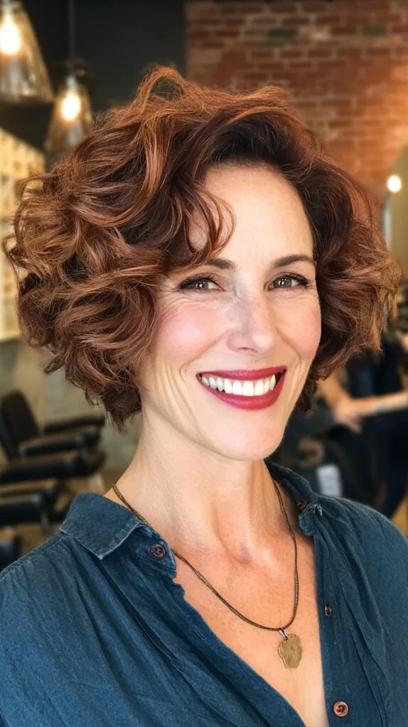 Playful Copper Tousled Bob with Undercut