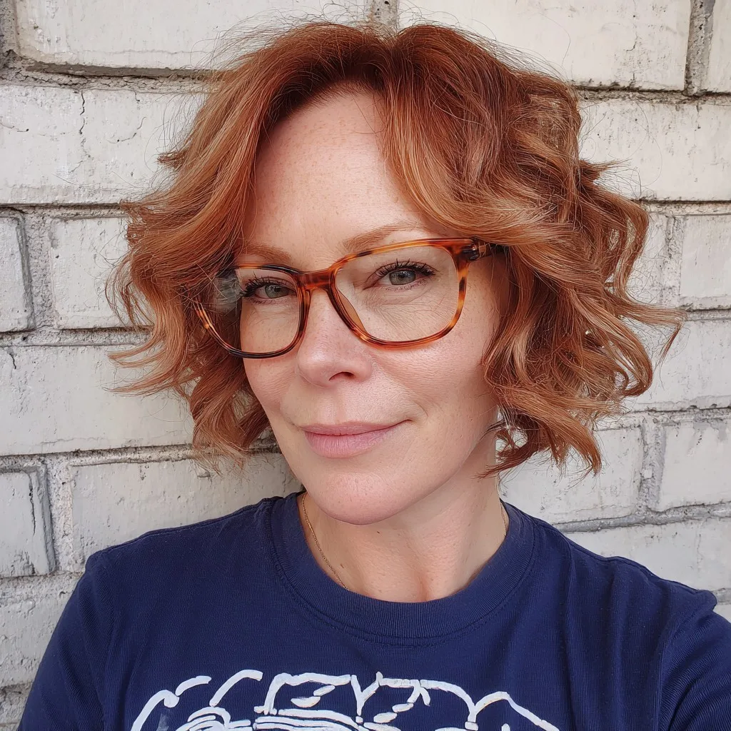 Playful Curly Red Bob with Soft Layers