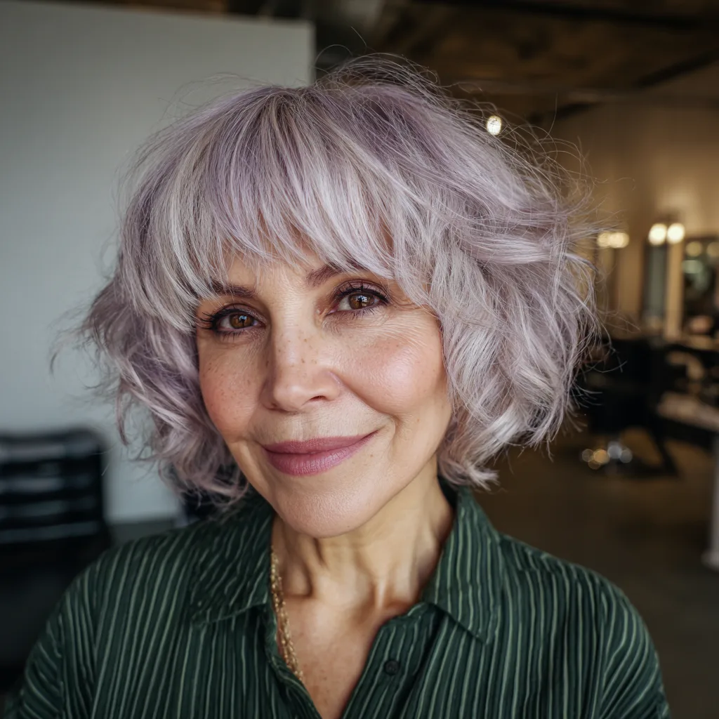 Playful Textured Shag Bob with Bangs