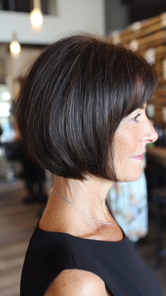 Polished Chocolate Bob with Natural Flow