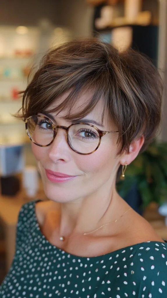 Polished Tousled Pixie with Side-Swept Bangs