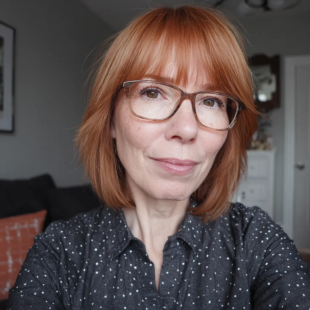 Radiant Copper Layered Bob with Long Bangs