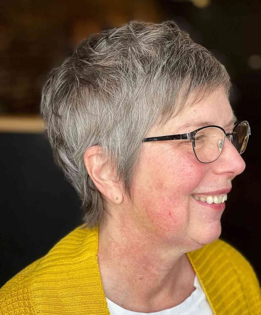 Razor Cut Shaggy Pixie for Mature Women with Fine Hair